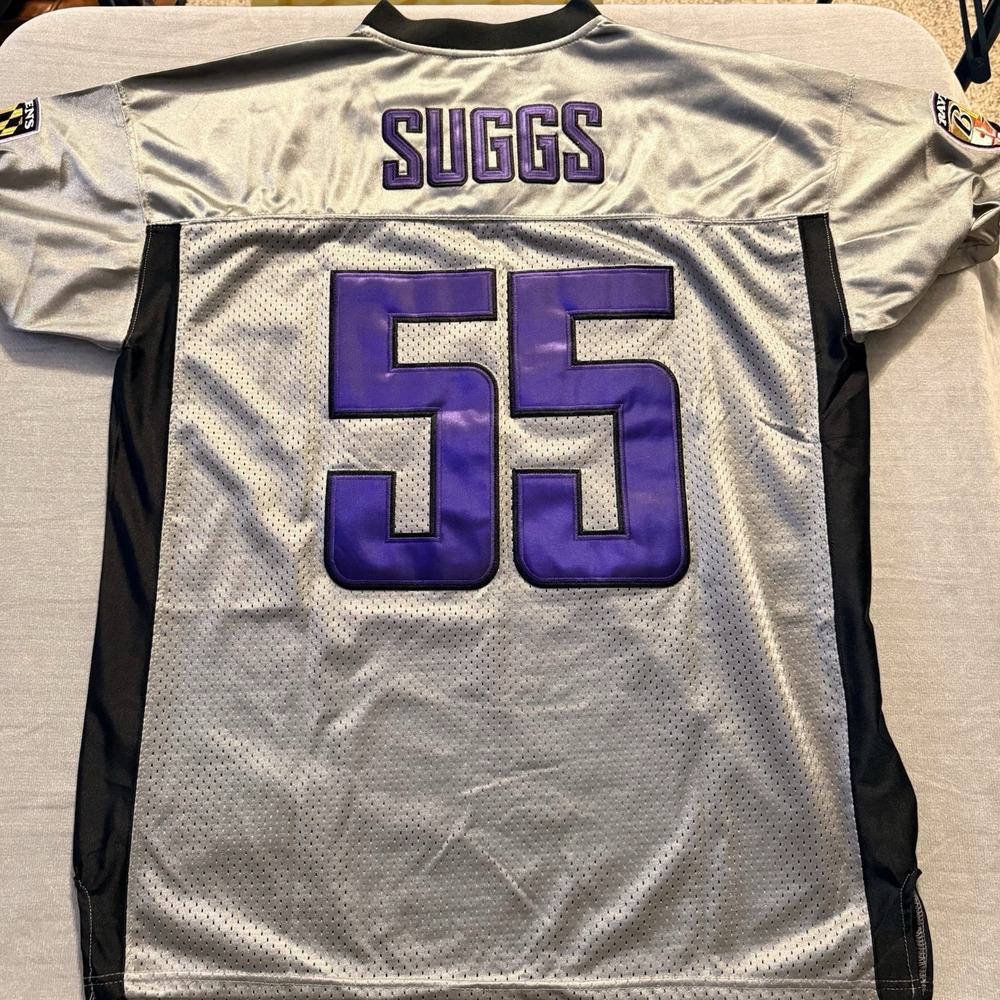 Terrell Suggs‎ Ravens Jersey Size 54 Reebok NFL Baltimore T-Sizzle #55 Sewn Gray